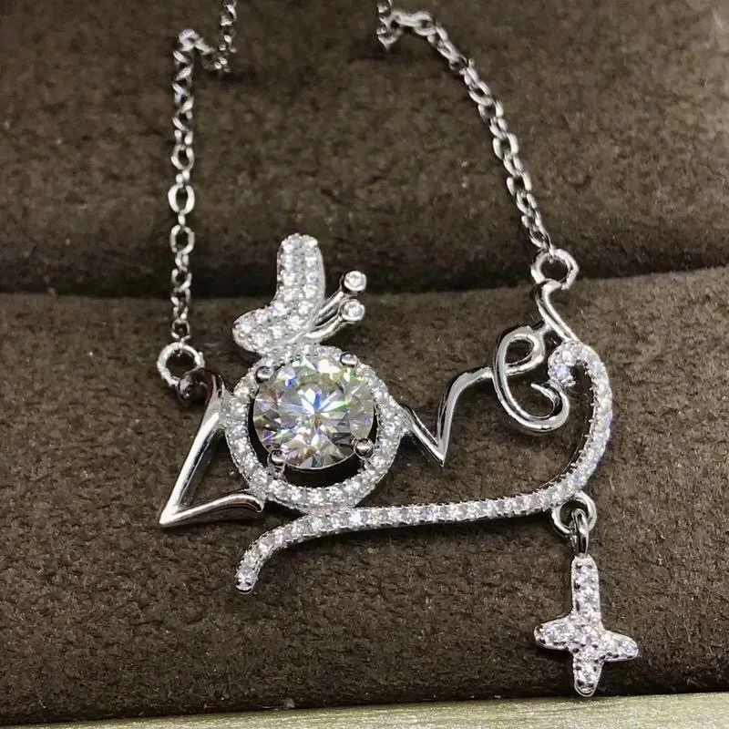 Kkmall Store круглые серебряные подвески Moissanite 1.00ct D VVS Роскошные Подвески Moissanite серьги-гвоздики 925 ожерелья