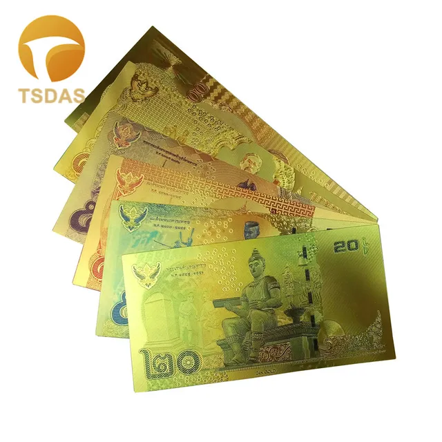 Thailand Banknote Set Gold Banknote 20 50 100 500 1000 1000 Baht 
