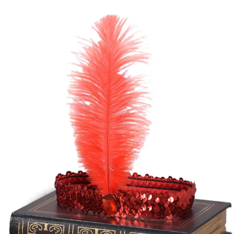 

Headband Sequin Showgirl Elastic Feather Costume Headpiece Headband One size fits Most