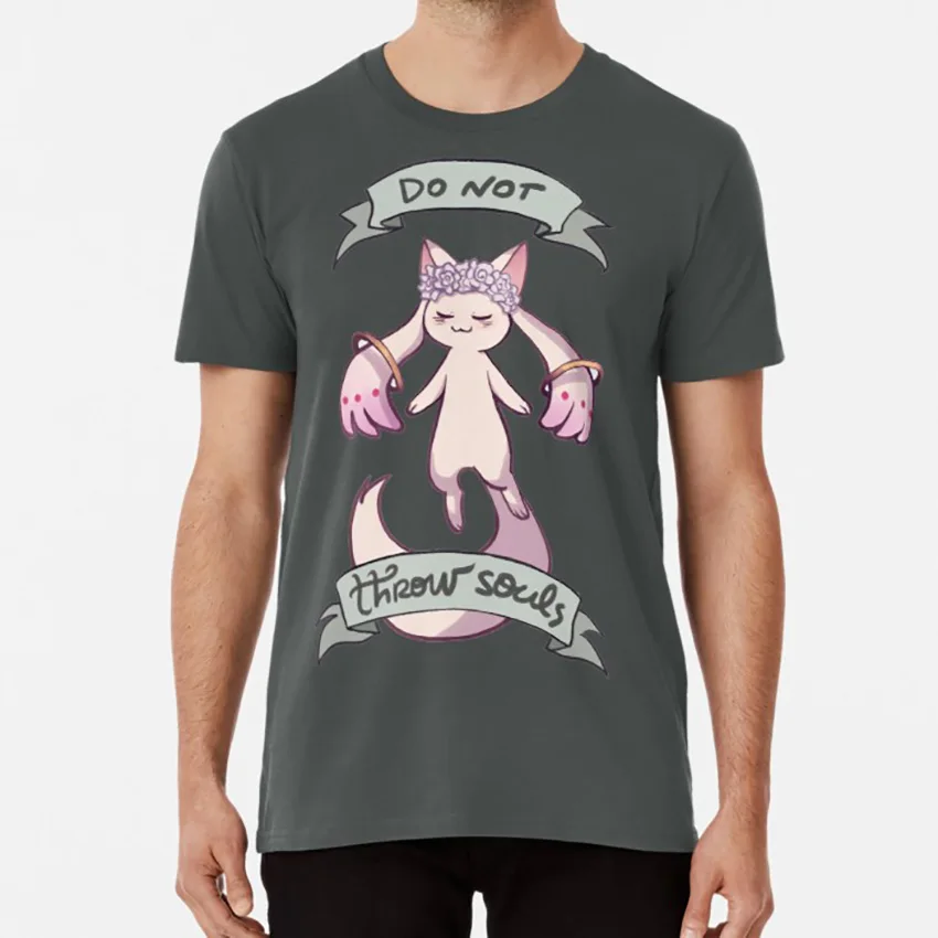 Не бросайте души футболка адррес kyubey puella magi madoka magica ПММ - Цвет: Темно-серый