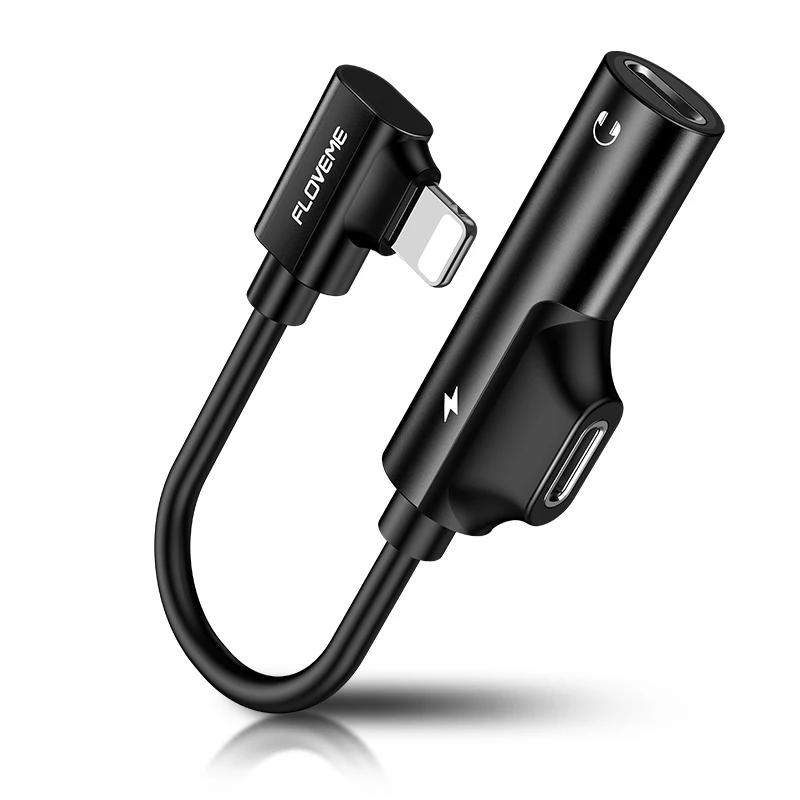 Черный 3,5 мм usb зарядка разветвитель адаптер для iPhone Xr II 11 X Xs освещение аудио зарядное устройство Xs Max 2 в 1 AUX для iPhone 7 8 наушников - Цвет: Черный