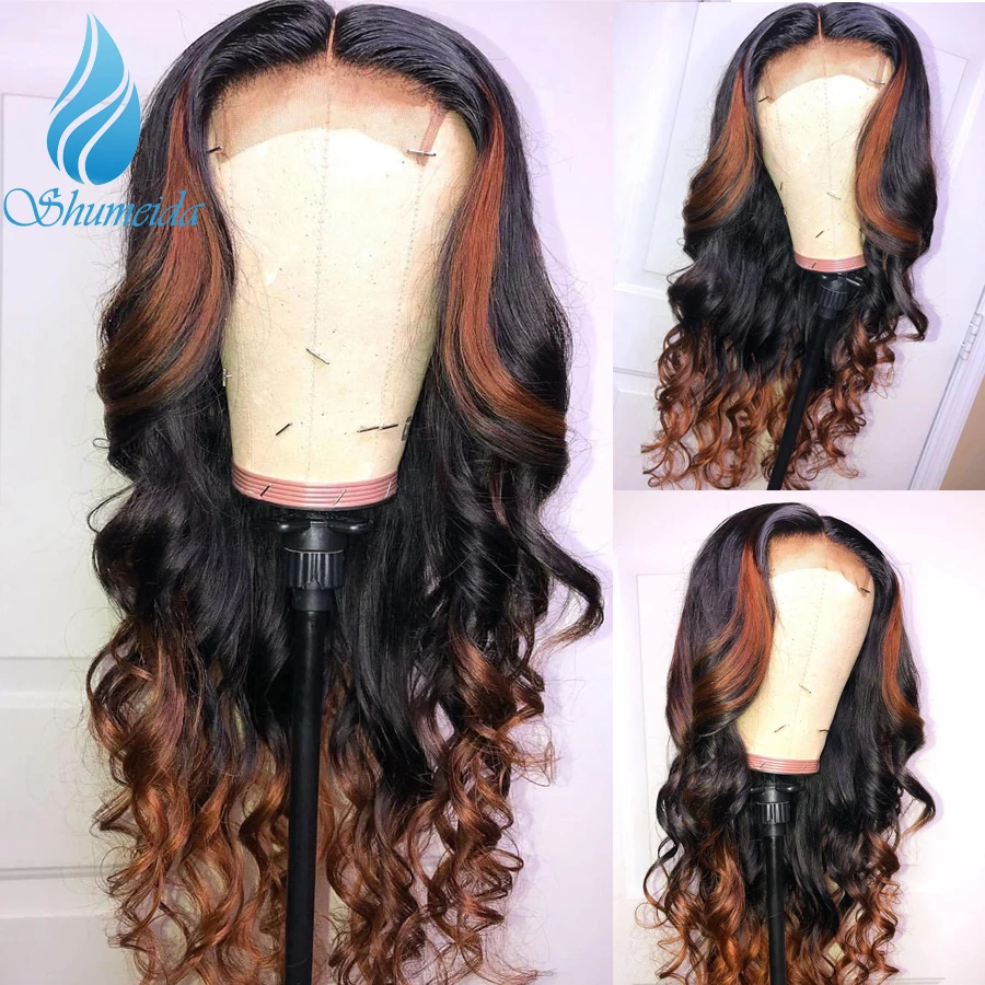 

SHD Ombre Color Lace Front Wig with Baby Hair Brazilian Loose Wave Human Hair Wigs for Women Remy Hair Glueless Lace Wigs
