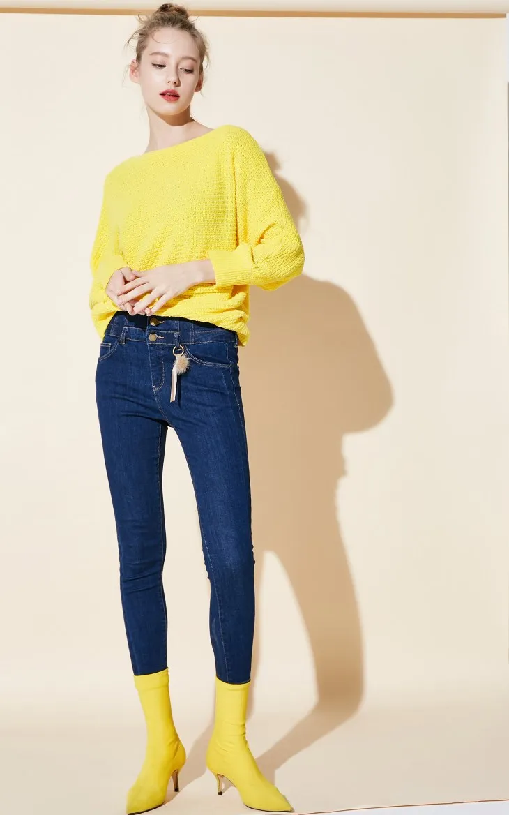 Vero Moda стиль Ins женские с открытыми плечами круглый вырез Чистый свободный крой вязать | 318413553