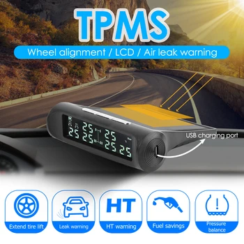 

Monitor External Pressure Sensor AN-07 Solar Truck TPMS LCD Display Tire Tyre Pressure Monitoring Alarm System