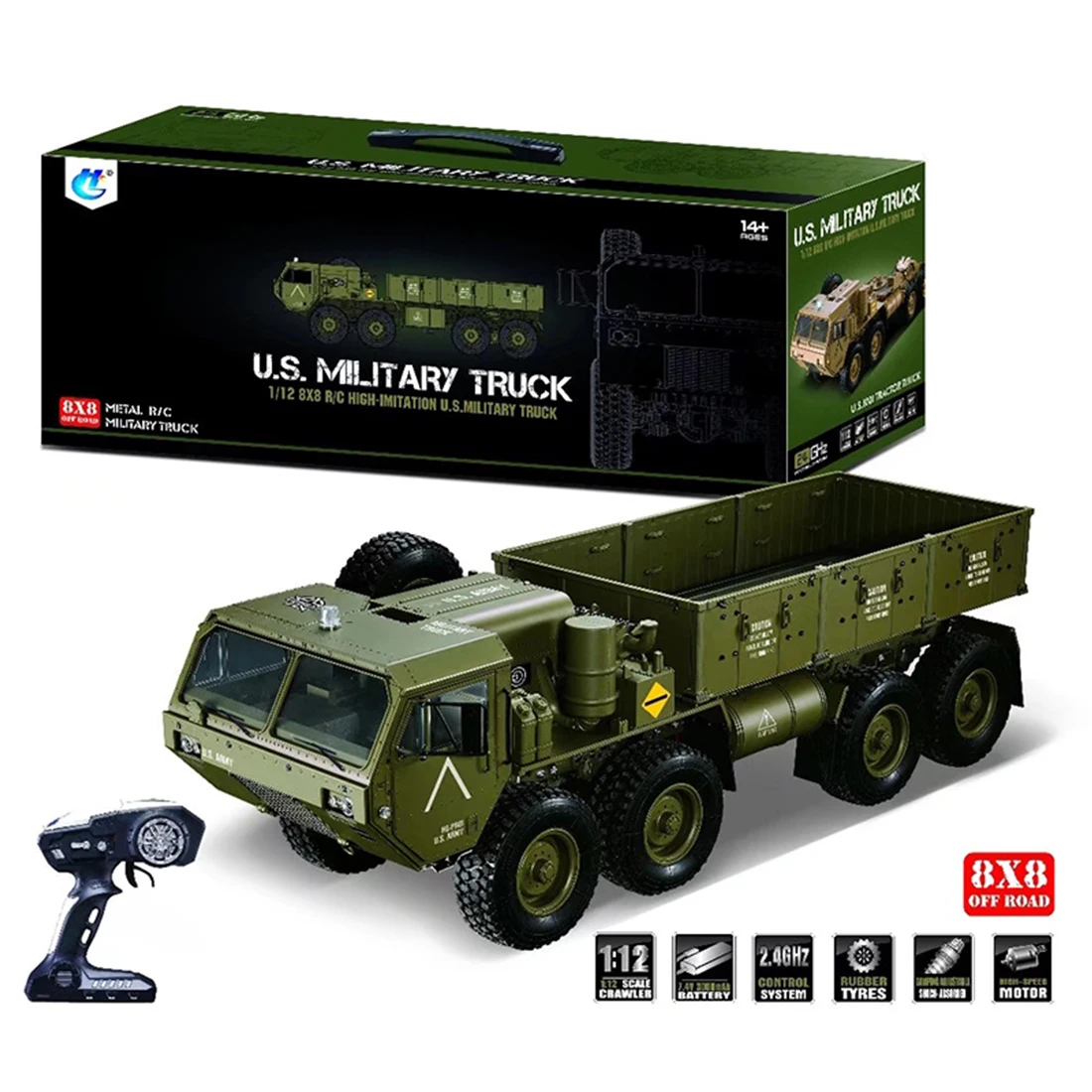 1:12 8X8 R/C 2,4G электрический пульт дистанционного управления Militray модель грузового автомобиля все Terrin грузовик комплект для мальчиков детские подарки-оливковый Драб