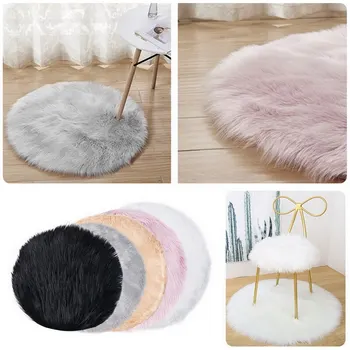 

Round Soft Faux Sheepskin Fur Area Rugs for Bedroom Living Room Floor Shaggy Silky Plush Carpet White Faux Rug Bedside Rugs ^o^