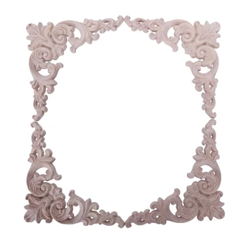 

4pcs Rubber Wood Oak Carved Corner Onlay Applique Furniture Home Door Decor DIY