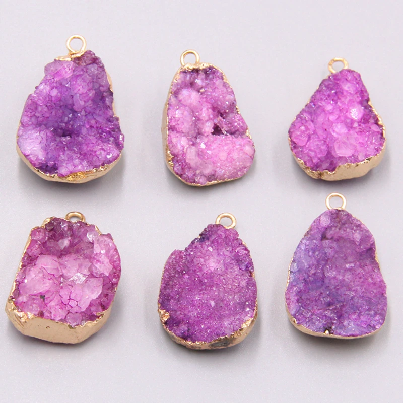

Women's Natural agates Druzy Stone Pendant Gem Stone Natural Stone Pendant Necklace Charm wholesale durzy pendant gift women