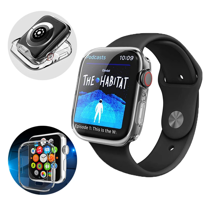

Soft TPU High Transparency Cover Case For Apple watch Series 4 44/40mm Slim Bumper Shockproof Protective Cover For iWatch 4 40mm