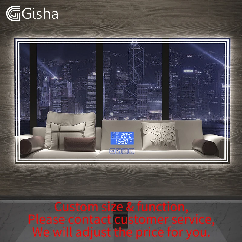 G8015 Custom Made Gisha, умное зеркало, светодиодный, зеркало для ванной комнаты, настенное, зеркало для ванной комнаты, туалетное, противотуманное зеркало с сенсорным экраном, Bluetooth G8015 - Цвет: G8015 Custom Made