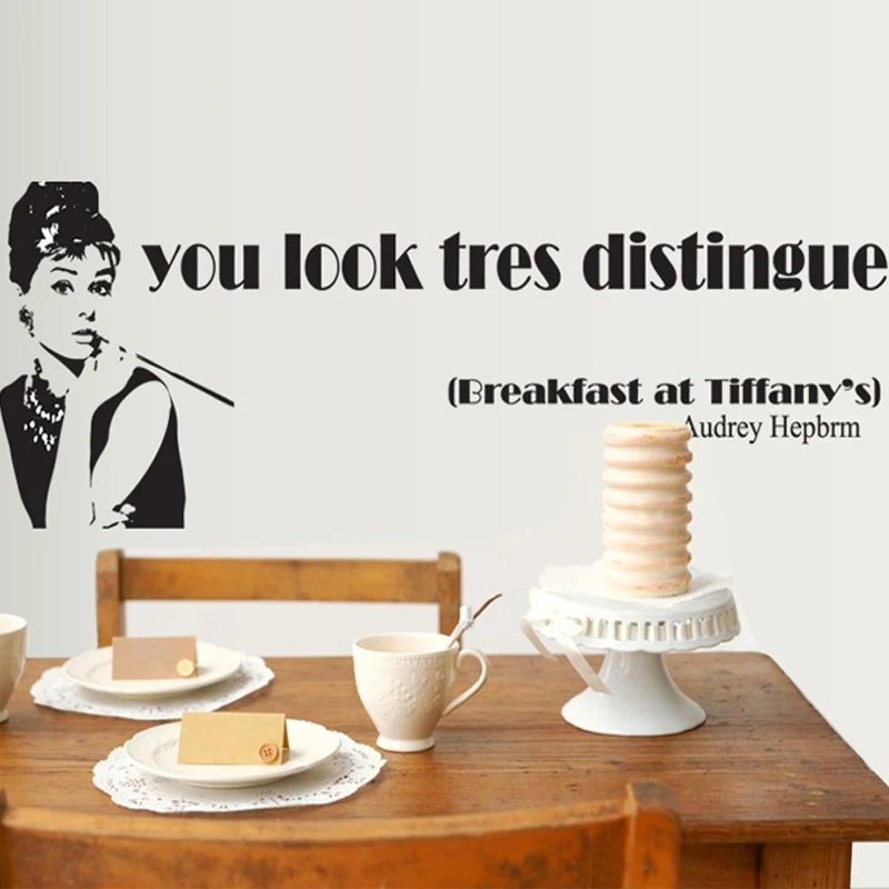 Модные черные наклейки на стену в стиле Одри Хепберн домашний декор макияж