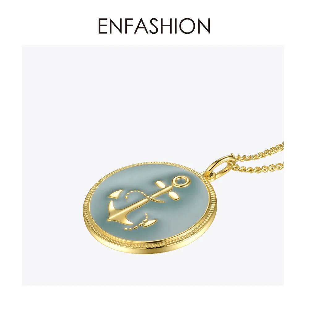 ENFASHION панк-якорь ожерелье с кулоном женское Золото Цвет Нержавеющая сталь Femme колье-чокер с монетой модное ювелирное изделие Colar P193046