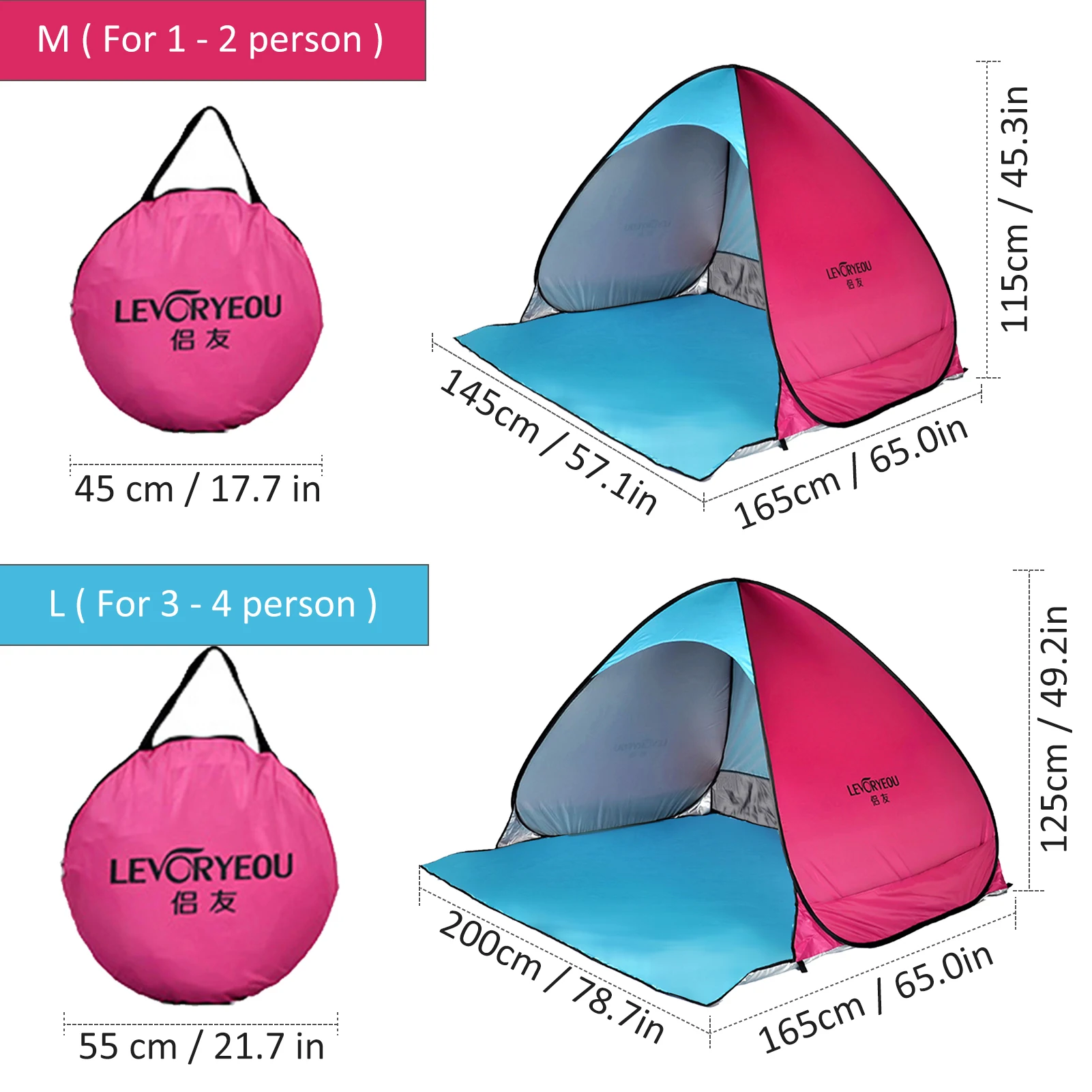 Outdoor Camping Tent Pop-up Fun-Play Tent Automatic Instant UV Protection Sun Shade Awning for Camping Beach Backyard