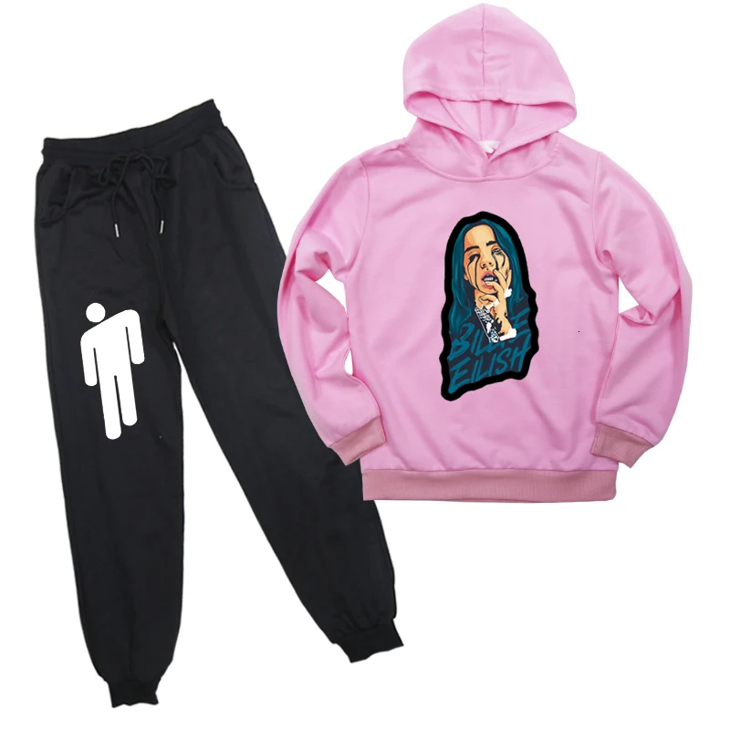 B3 2 шт./компл. Billie Eilish толстовки брюки Повседневный Спортивный костюм Мода Ropa Hombre Мужская Уличная одежда для подростка ткань спортивные рубашки костюмы - Цвет: B3