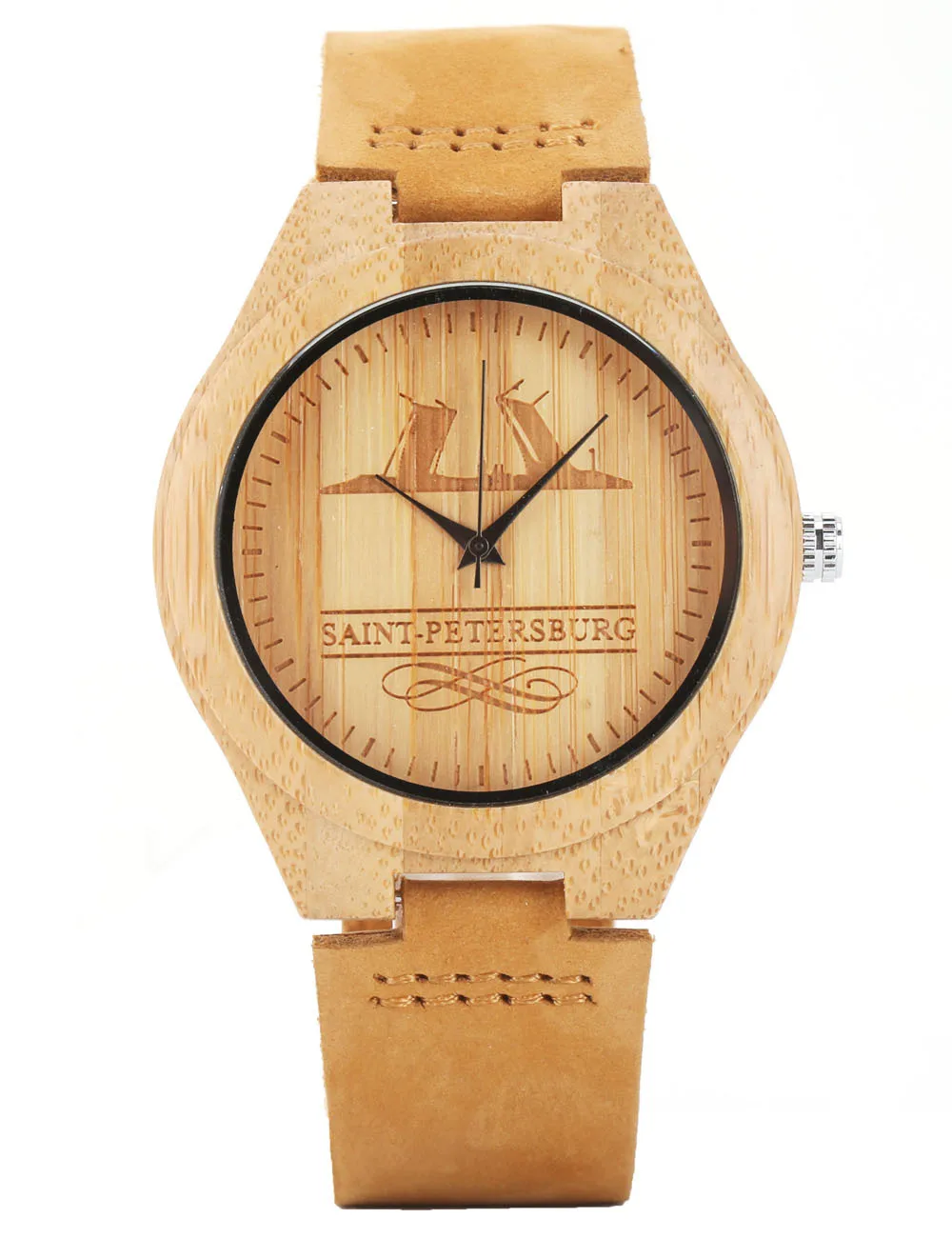 

Non-with Numbers Carving Pattern Bamboo Dial Leather Belt Wood Table Maple Ebony