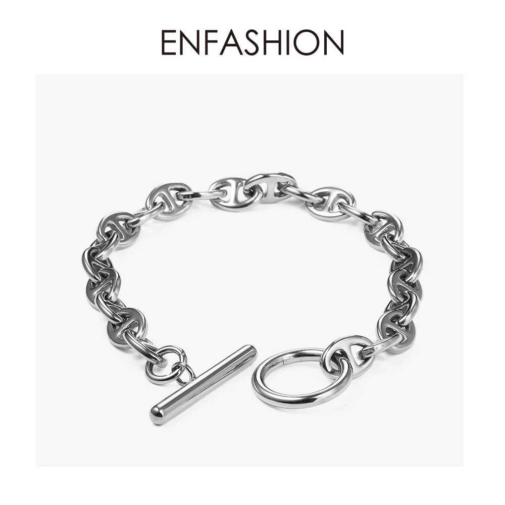 ENFASHION, геометрический, полый браслет для женщин, золотой цвет, нержавеющая сталь, панк браслеты для женщин, модное ювелирное изделие, подарок для друзей, B2046 - Окраска металла: Silver color