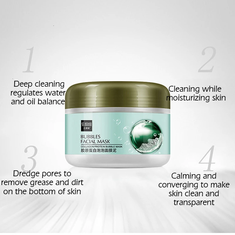 SENANA Collagen Bubble Mask Mud Whitening Moisturizing Control oil Deep Cleansing Blackhead Acne Nourish Firming Skin 3
