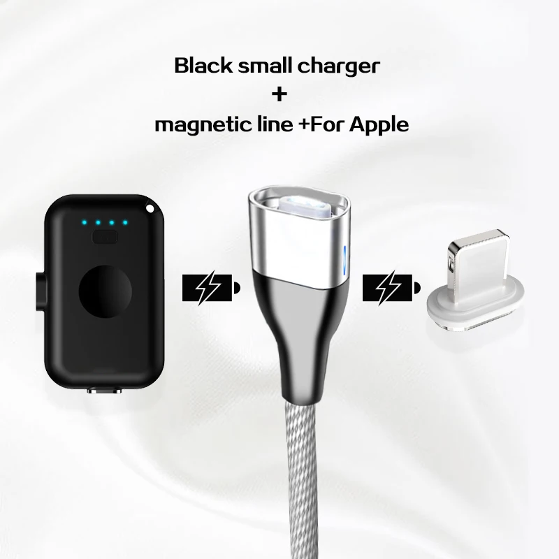 Магнитный внешний аккумулятор 1200 мА/ч для Apple type C, мини-магнитный внешний аккумулятор для samsung iPhone 11 Pro Max с кабелем для быстрой зарядки - Цвет: Black for apple
