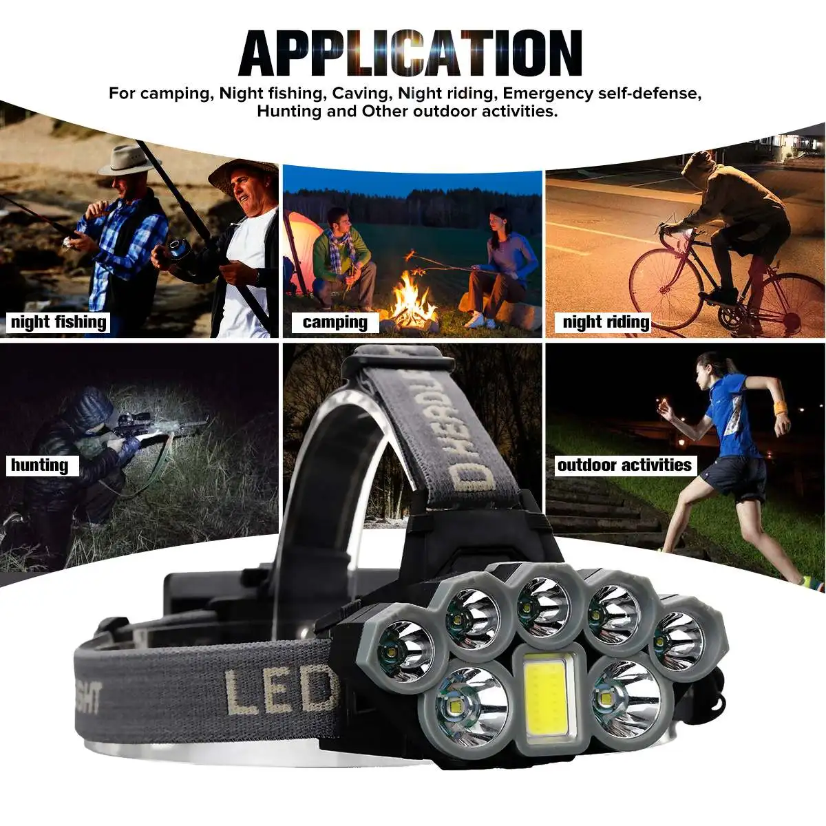 Smuxi Headlight 2*T6+ 5LED LED Headlamp 2x18650 6 files aluminum alloy ABS Camping Hiking Fishing Barbecue Party Car fixing Exp