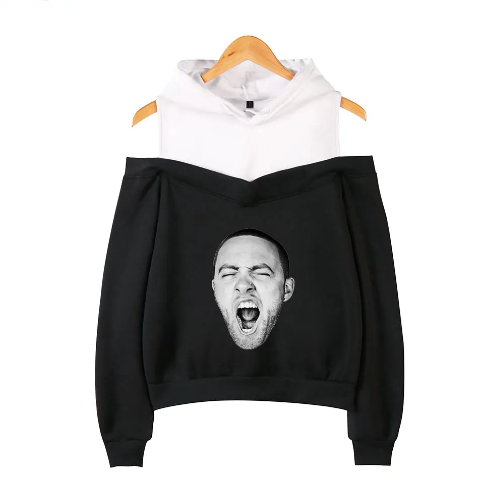 Mac Miller толстовки для плавания с открытыми плечами Женская Повседневная Толстовка в стиле хип-хоп с длинными рукавами с героями мультфильмов эксклюзивная Kpop WY18