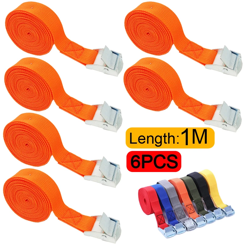 6 Pieces 1M Cargo Straps with Fastening Buckle For Car Roof Rack