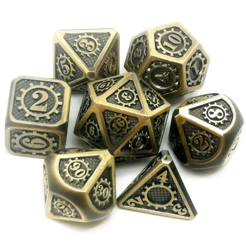 New Metal Dice 7pcs/set RPG Dice D&D Board Game Toy D4 D6 D8 D10 D12 D20 Magic Props Polyhedral Dice