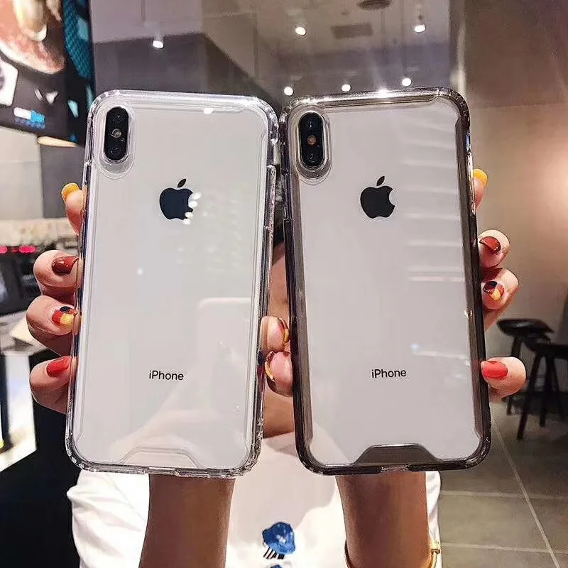 Чехол для телефона для iPhone 6, 6s, 7, 8 Plus, X, XR, XS Max, чехол для телефона, цветная прозрачная Противоударная рамка, мягкий чехол из ТПУ