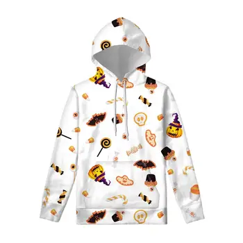 

FORUDESIGNS Men Hoodies Halloween Pumkin Skull Bats Pattern Print Male Pullover Long Sleeves Streetwear Ghotic Casual Funny Gift