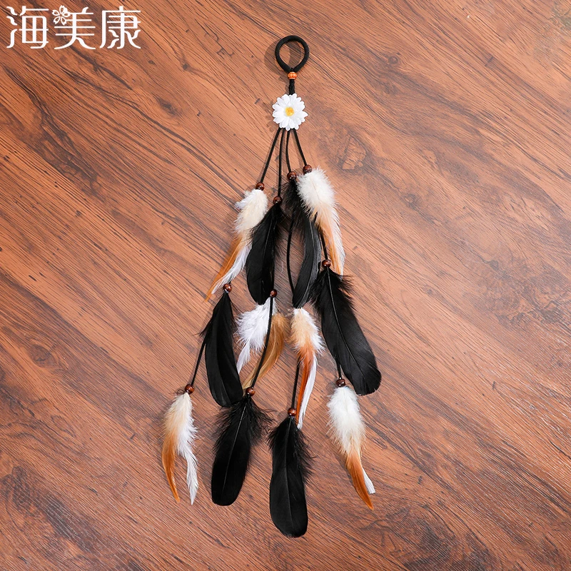 Haimeikang Bohemian Elastic Hair Bands Girl Feather Headband Headpiece Weaving Accessories Rope Gum Rubber Band |