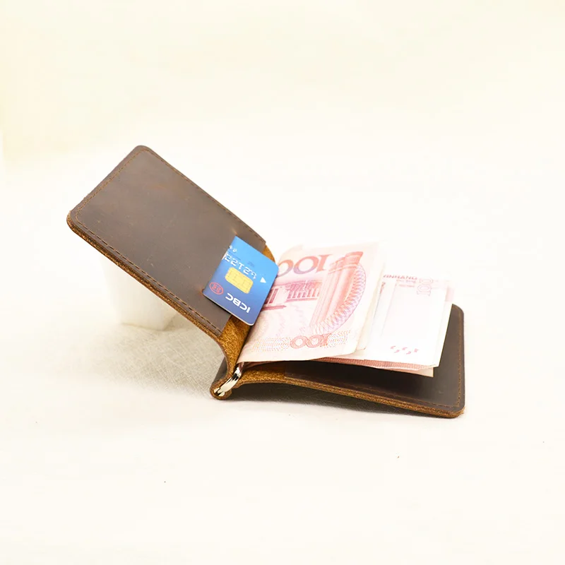 Handmade Genuine Leather Mens Money Clip Wallet with Card Holder Money Holder Wallet Vintage Mens Wallet Clip Bill Holder 3