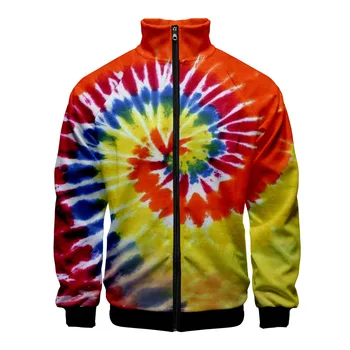 

Tie-dye Elements Print Stand Collar Jacket Men/Women Winter Fashion Casual Harajuku Soft Jacket Coat Hot Sale