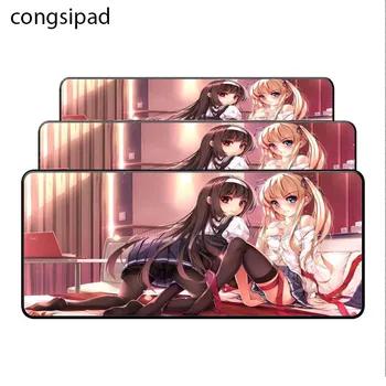 

Free Shipping 900*400*2MM Japan Sexy Anime Large Mouse pad Game gaming Lock Edge Mousepad wife girl friend sister Gift