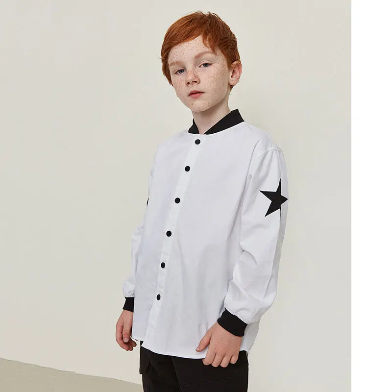 

Ouyang&Ivan2019 Autumn Boy Cotton Shirt New FASHION Brand Star Embroidery Student Long Sleeve Shirt