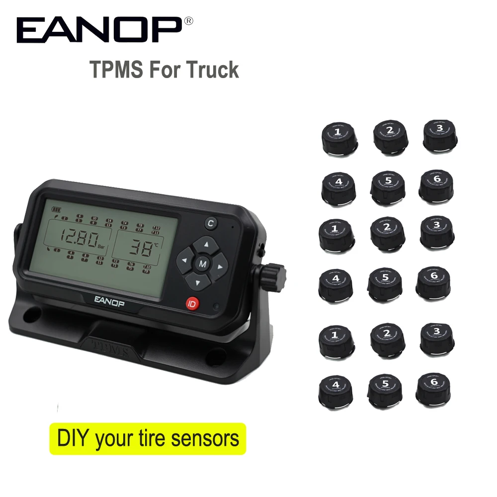 EANOP TPMS 8/14 колеса ЖК-дисплей Система контроля давления в шинах DIY Грузовик TPMS для автомобилей, автобусов, прицепов