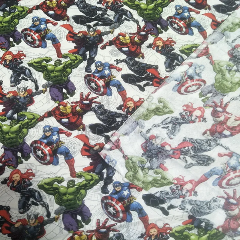 105 см Ширина Marvel Супер Герой Мстители Собрать белый хлопок ткань для мальчиков одежда домашний текстиль наволочки DIY-BK725