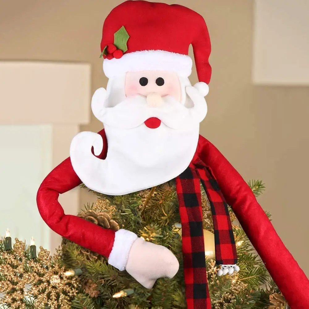 

Christmas Tree Topper Large Top Hat Santa Snowman Hugger Christmas Tree Decorations Xmas Party Decoration Ornament Supplies