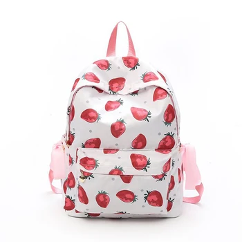 

30PCS / LOT Strawberry Printing Backpack for Teenage Girls Small School Bag Kawaii Backpack Rucksack sac a dos