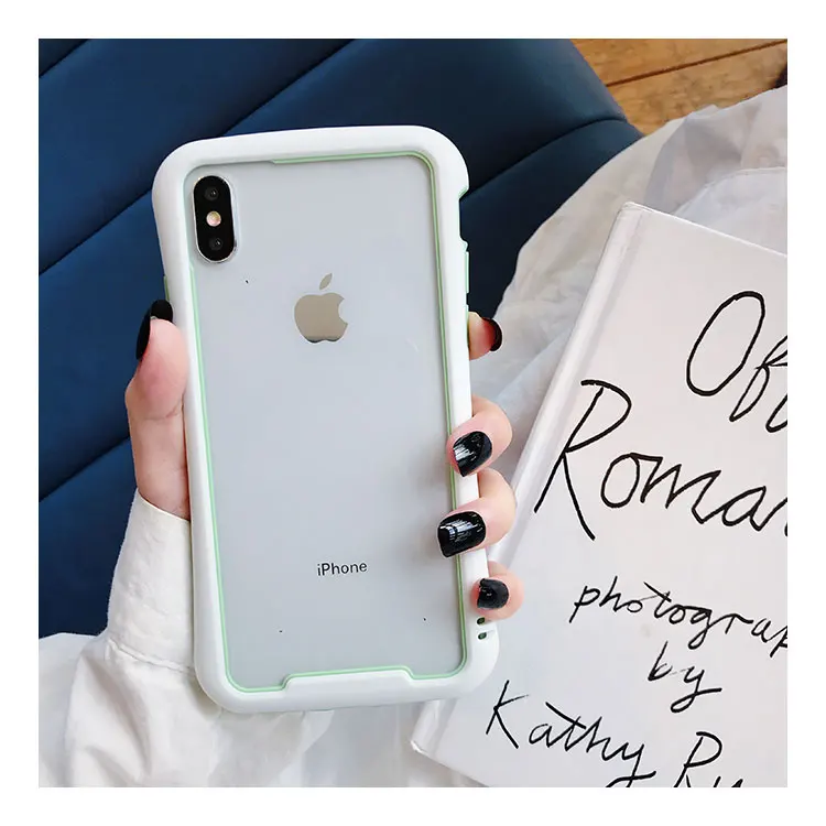 White green Чехол для телефона GlamPhoneCase с одноцветной каймой для iPhone11Pro/Max X XS Max XR, Жесткий Чехол для iPhone11 7 8 6 6s Plus - Цвет: White green