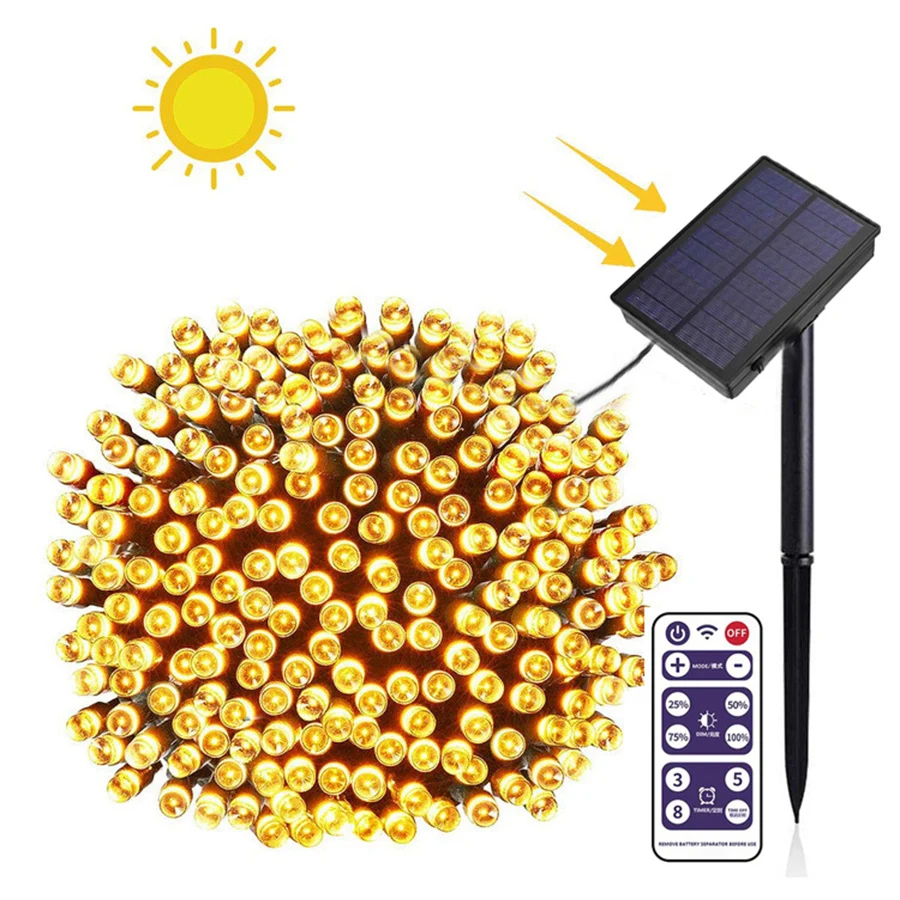 Thrisdar Upgrade Solar Panel Led String Light With Remtote 20M 50M Outdoor Garden Patio Christmas Holiday Garland | Лампы и освещение