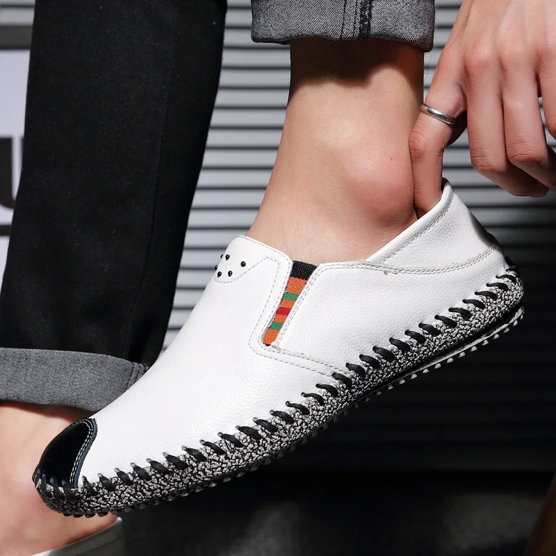 Vogue Fashion Comfortable Loafers Shoes Men Genuine Leather Shoes Nice New Ternd Soft Bottom High Quality Driving Shoes Adult