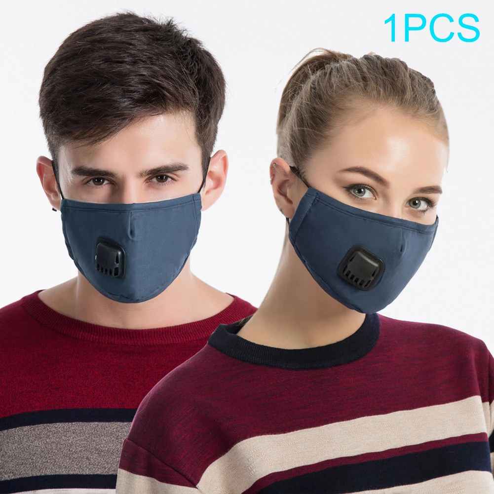 Blue PM2.5 противопротивотуманная маска многоразовые маски для мужчин и женщин зимние теплые респираторы маска для рта с дыхательным клапаном - Цвет: Blue