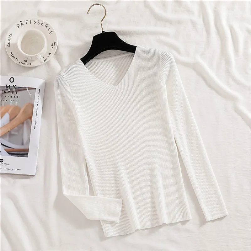 Women Knitted Pullover Sweaters V Neck Long Sleeve Soldi Knitted maglioni donna jerseis mujer invierno