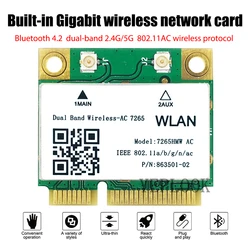 1200mbps sem fio MC AC7265 intel 7265 7265hmw metade mini pci e wifi cartão 802.11ac 2x2 wifi + bt4.2 banda dupla 2.4g/5ghz