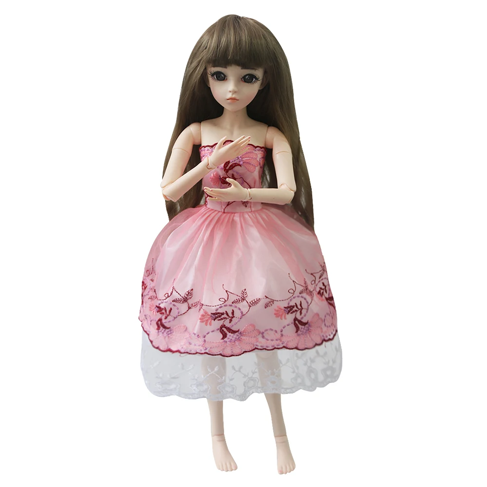 

Doll Dress For 1/3 Doll High quality Hand Made Pink Sleeveless Gauze Dress With White lace
