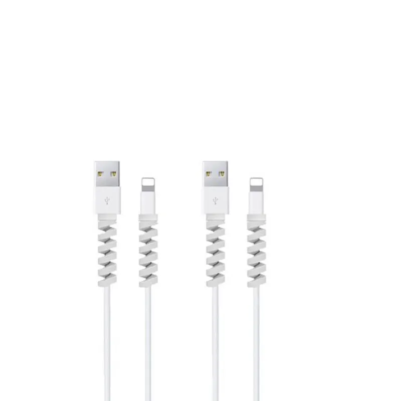 4 шт. Универсальный простой в использовании USB провод протектор для кабеля передачи данных сплошной мягкий анти-сломающаяся крышка зарядная линия спиральная намотка линия мобильного телефона - Цвет: Gray