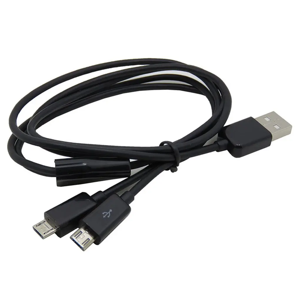 Высококачественный черный USB 2,0-Dual 2 Micro USB 2,0 Мужской y-разветвитель кабель для зарядки и передачи данных Шнур для зарядки мобильного кабеля