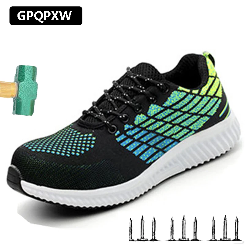 

Outdoor Construction Large Size Shoes Work Boots Steel Toe Cap Men's Color Safety Shoes Breathable Anti-puncture Hiking Shoes