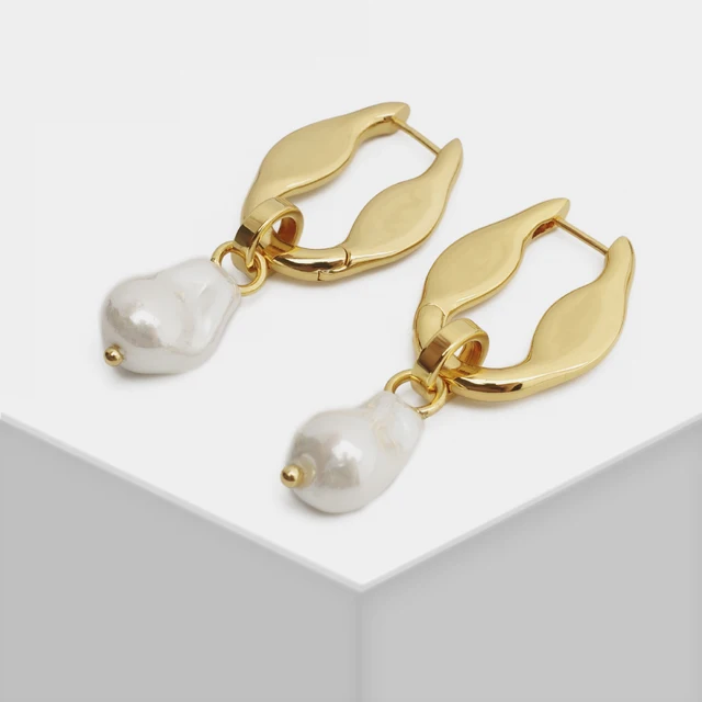 punk cystal pendant earrings for women exaggerated dangle earrings peal earrings party jewelry geo for girlfriend gift GOLD-PEARL