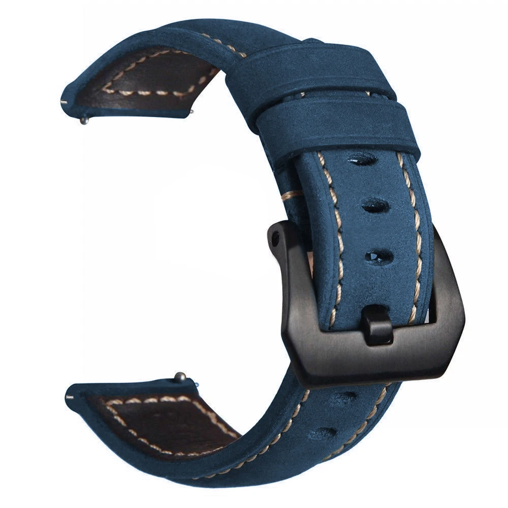 Универсальный ремешок для часов 22 мм из натуральной кожи для Garmin Fenix6/Fenix6 pro - Цвет: Blue