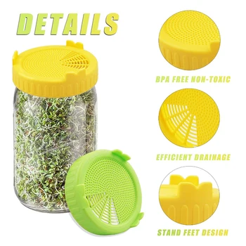 

Drainage Bean Screen Easy Clean Grow Sprouting Lid Home Mesh Cover PP Porous Design Vegetable Universal For Wide Mouth Mason Jar